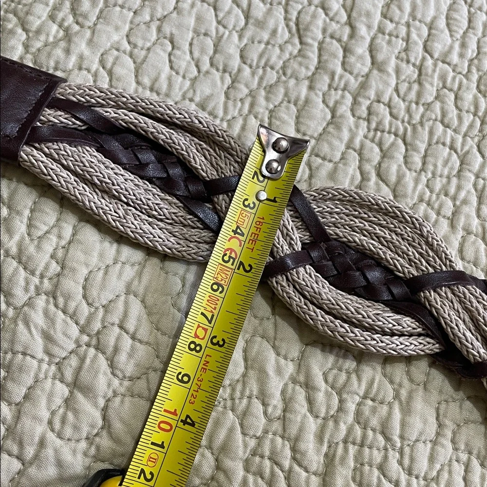 braided woven leather and rope belt